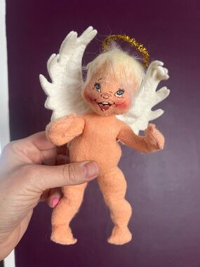Annalee Plush Angel Wing Doll - Peach Body with White Wings